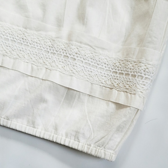 Loft Creamy White Lace Lines Quarter Button Tanm - Picture 3 of 5